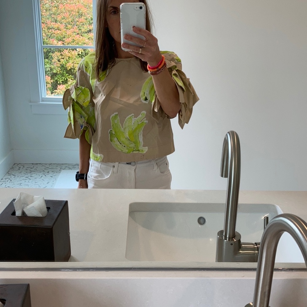 MSGM crop banana-print top